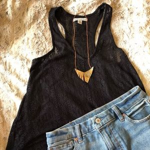 American Eagle Black crochet lace tank top